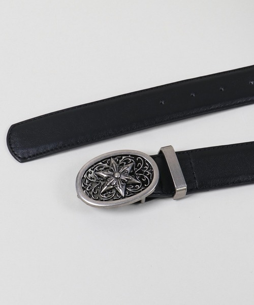 SPINNS（スピンズ）の「スターバックル 合皮ベルト（ベルト・メンズ・ブラック・ONESIZE）」の3枚目の写真