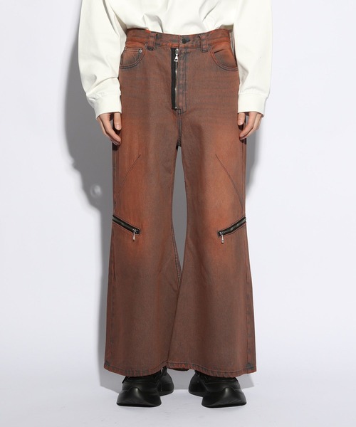 HARE（ハレ）の「【SET UP対応】MEGAフレアZIPデニムパンツ(HARE)（デニムパンツ・メンズ・ブラック/レッド・SMALL/MEDIUM）」の5枚目の写真