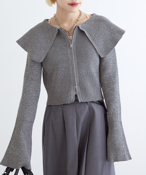 w closet（ダブルクローゼット）の「ダブルZIPデカ衿ニット