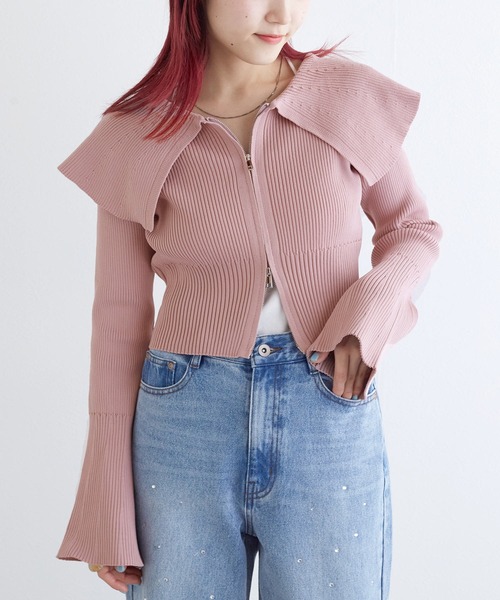 w closet（ダブルクローゼット）の「ダブルZIPデカ衿ニット