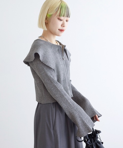 w closet（ダブルクローゼット）の「ダブルZIPデカ衿ニット