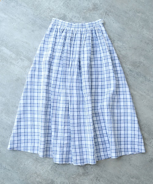 ビュルデサボン　Linen check ギャザースカート bulle de savon（ビュルデサボン）の「Linen check ギャザースカート