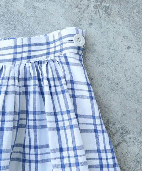 bulle de savon（ビュルデサボン）の「Linen check ギャザースカート