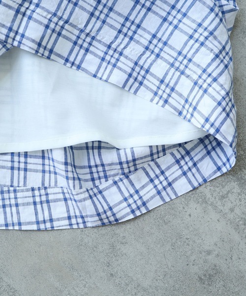 bulle de savon（ビュルデサボン）の「Linen check ギャザースカート