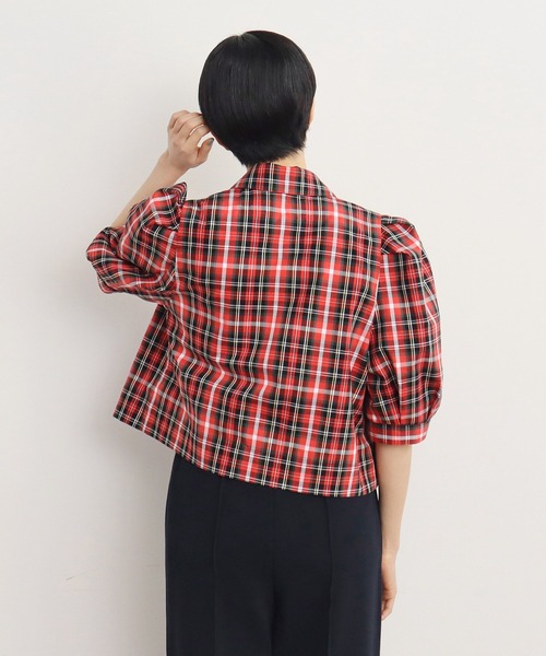 CHILDWOMAN 30th記念　タータンチェック丸衿Aラインコート otct0504-3.jpg