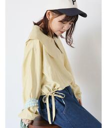 ehka sopo | ショート丈ドロストビッグ襟ブラウス(シャツ/ブラウス)