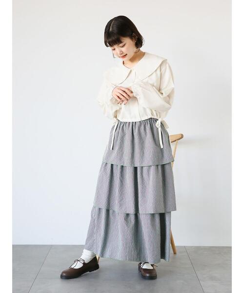 ehka sopo（エヘカソポ）の「ショート丈ドロストビッグ襟ブラウス（シャツ/ブラウス・レディース・キナリ/イエロー/ブラック・F）」の5枚目の写真