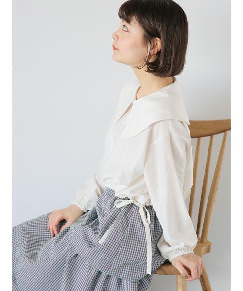 ehka sopo（エヘカソポ）の「ショート丈ドロストビッグ襟ブラウス（シャツ/ブラウス・レディース・キナリ/イエロー/ブラック・F）」の8枚目の写真