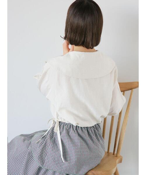 ehka sopo（エヘカソポ）の「ショート丈ドロストビッグ襟ブラウス（シャツ/ブラウス・レディース・キナリ/イエロー/ブラック・F）」の9枚目の写真