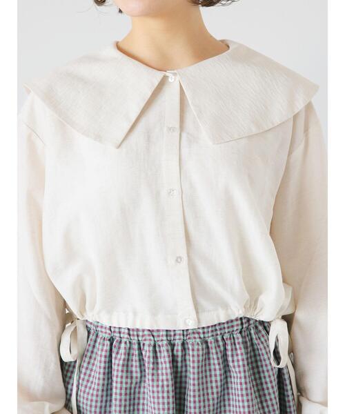 ehka sopo（エヘカソポ）の「ショート丈ドロストビッグ襟ブラウス（シャツ/ブラウス・レディース・キナリ/イエロー/ブラック・F）」の10枚目の写真