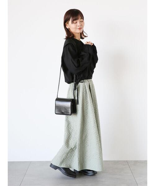 ehka sopo（エヘカソポ）の「ショート丈ドロストビッグ襟ブラウス（シャツ/ブラウス・レディース・キナリ/イエロー/ブラック・F）」の13枚目の写真