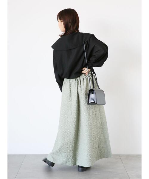 ehka sopo（エヘカソポ）の「ショート丈ドロストビッグ襟ブラウス（シャツ/ブラウス・レディース・キナリ/イエロー/ブラック・F）」の14枚目の写真