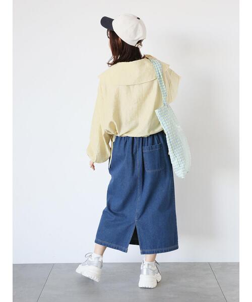 ehka sopo（エヘカソポ）の「ショート丈ドロストビッグ襟ブラウス（シャツ/ブラウス・レディース・キナリ/イエロー/ブラック・F）」の18枚目の写真
