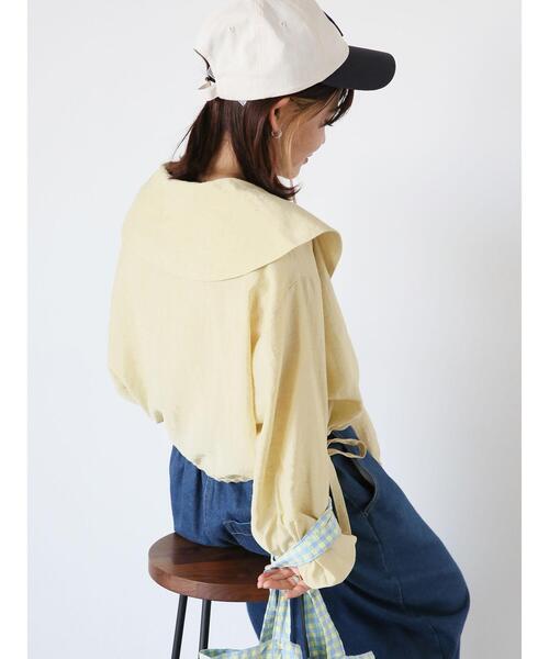 ehka sopo（エヘカソポ）の「ショート丈ドロストビッグ襟ブラウス（シャツ/ブラウス・レディース・キナリ/イエロー/ブラック・F）」の21枚目の写真