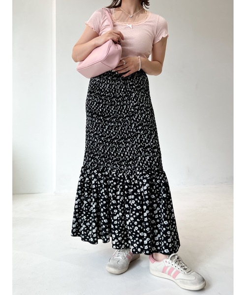jumelle（ジュメロ）の「shirring flower skirt（スカート・レディース・ホワイト/ブラック・SMALL/MEDIUM）」の13枚目の写真