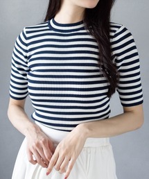 clear | 5分袖ハイネックニットトップス≪2024SS新作≫(ニット/セーター)