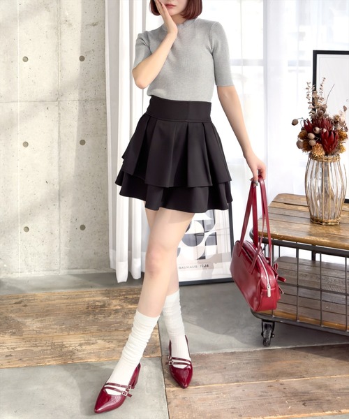 clear（クリア）の「5分袖ハイネックニットトップス[オフィスカジュアル 着回し抜群 大人 カジュアル]（ニット/セーター・レディース・ブラック×ホワイト/ピンク/ラベンダー/ブルー系その他/ベージュ/イエロー/ブラック/サックスブルー/オフホワイト/グレー/ピンク系その他/ブラウン/ボルドー・F）」の15枚目の写真