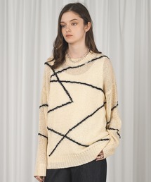 LINE STITCH MESH SHEER KNIT/ラインステッチメッシュシアーニット