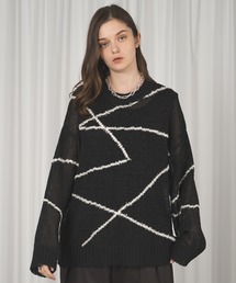LINE STITCH MESH SHEER KNIT/ラインステッチメッシュシアーニット