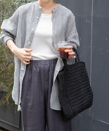 FORK&SPOON | FORK&SPOON　フレンチリネンバンドカラーロングシャツ(シャツ/ブラウス)