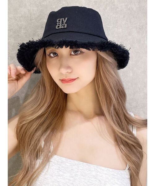 GYDA（ジェイダ）の「square gyda fringeバケットハット（ハット・レディース・ブラック/ライトブルー・FREE）」の6枚目の写真