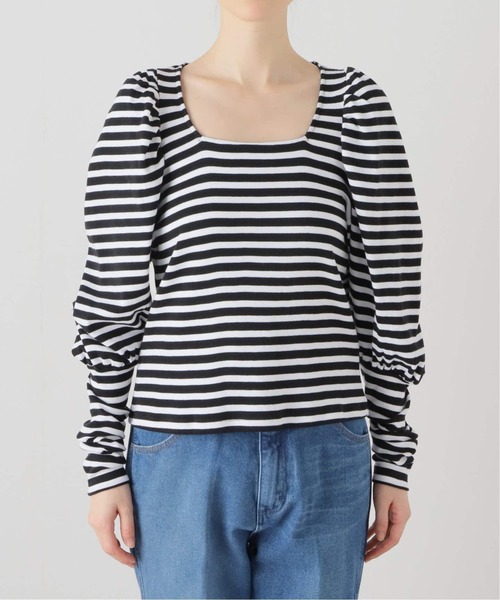 U by SPICK&SPAN(ユーバイスピックアンドスパン)の「ギャザースリーブボーダープルオーバー(Tシャツ/カットソー・レディース・ブラック・FREE)」の15枚目の写真