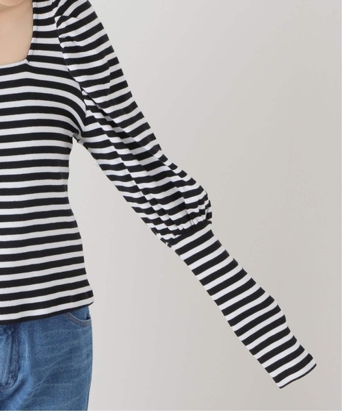 Spick &amp; Span - Ubyspick&amp;span♡ ギャザースリーブボーダープルオーバー セール】ギャザースリーブボーダープルオーバー（Tシャツ