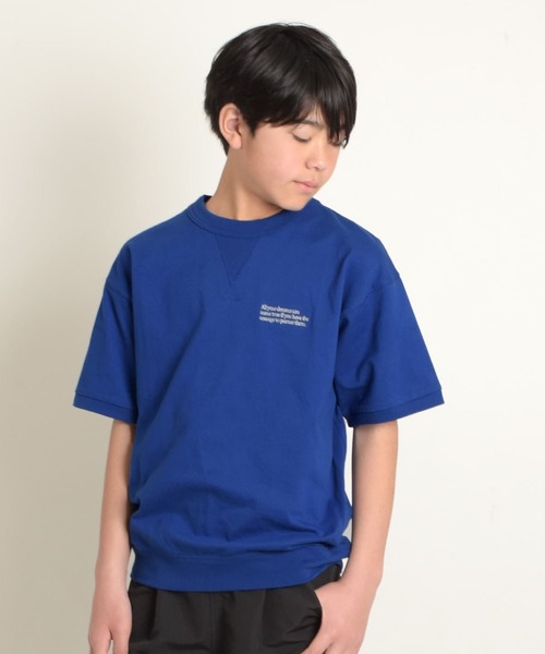 GLAZOS(グラソス)の「USAコットン・スウェットライク刺繍半袖Tシャツ(Tシャツ/カットソー・キッズ・グレー/ブルー/ブラック・170cm/160cm/150cm/140cm)」の3枚目の写真