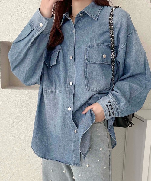 apres jour clair(アプレジュールクレア)の「【apres jour clair】刺繍デザインデニムシャツ【ZOZOTOWN限定アイテム】(シャツ/ブラウス・レディース・ブラック/ライトブルー・X-LARGE/フリー)」の17枚目の写真