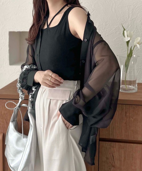 リボン付きタンクトップ（ベージュ・黒）6枚セット リボン付きタンクトップ（ベージュ・黒）6枚セット リボン付き