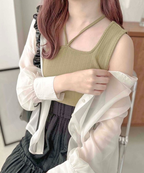 リボン付きタンクトップ（ベージュ・黒）6枚セット リボン付きタンクトップ（ベージュ・黒）6枚セット リボン付きタンク