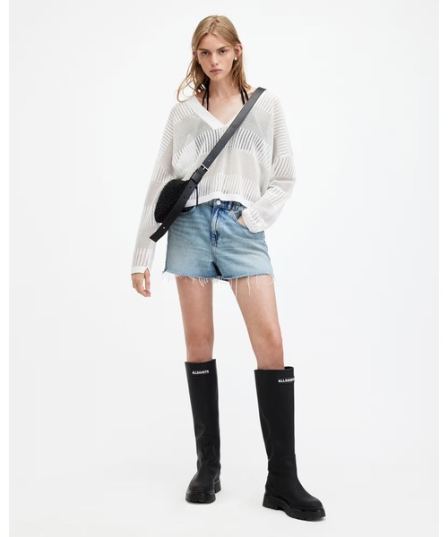 ALLSAINTS(オールセインツ)の「MISHA MESH V-NECK JUMPER | MISHA メッシュ Vネック ニット・セーター(ニット/セーター・レディース・ホワイト・XS/S/M/L)」の5枚目の写真