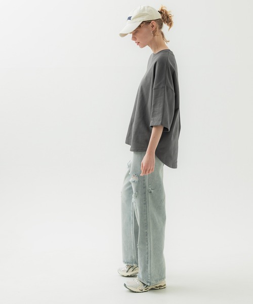 coca(coca)(コカ)の「【WEB限定セール】コットンテールカットスウェット(Tシャツ/カットソー・レディース・ホワイト/チャコール・M/L)」の6枚目の写真