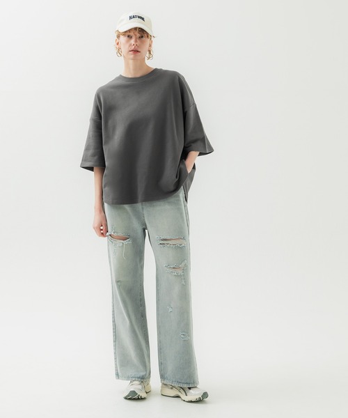 coca(coca)(コカ)の「【WEB限定セール】コットンテールカットスウェット(Tシャツ/カットソー・レディース・ホワイト/チャコール・M/L)」の10枚目の写真