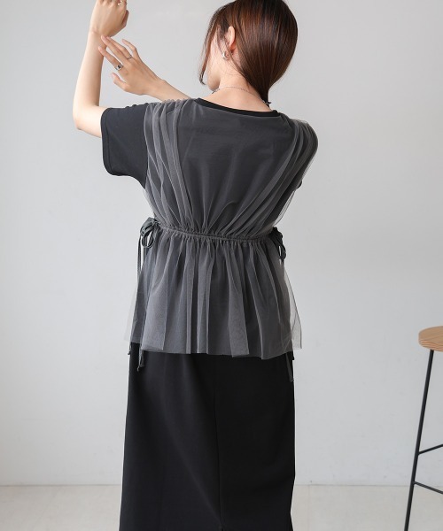 Bab（バブ）の「【S・Mサイズ展開】チュールドッキングワンピース（ワンピース・レディース・チャコールグレー/アイボリー/ブラック/ベージュ・S/M）」の18枚目の写真