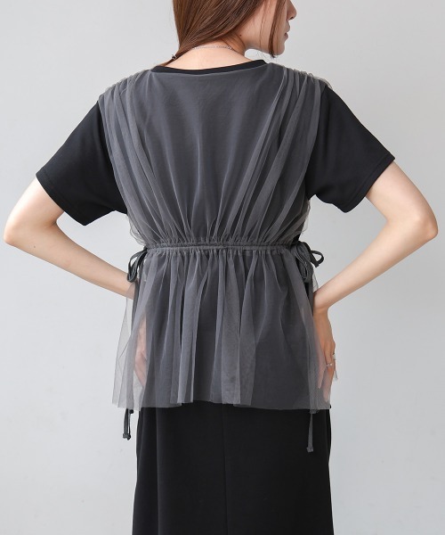 Bab（バブ）の「【S・Mサイズ展開】チュールドッキングワンピース（ワンピース・レディース・チャコールグレー/アイボリー/ブラック/ベージュ・S/M）」の19枚目の写真