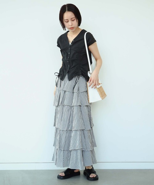 Ray BEAMS（レイビームス）の「Ray BEAMS / ドロスト ギャザー Vネック ブラウス（シャツ/ブラウス・レディース・ブラック/イエロー・1/0）」の10枚目の写真