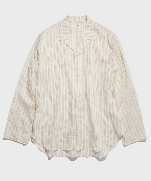 saby（サバイ）の「【saby/サバイ】STUDIOUS別注 STRIPE SHIRT（シャツ/ブラウス・メンズ・オフホワイト/サックスブルー・2/3）」の2枚目の写真