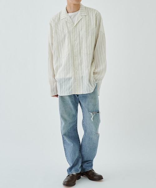 saby（サバイ）の「【saby/サバイ】STUDIOUS別注 STRIPE SHIRT（シャツ/ブラウス・メンズ・オフホワイト/サックスブルー・2/3）」の3枚目の写真