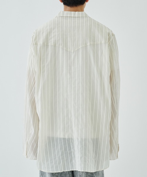 saby（サバイ）の「【saby/サバイ】STUDIOUS別注 STRIPE SHIRT（シャツ/ブラウス・メンズ・オフホワイト/サックスブルー・2/3）」の8枚目の写真