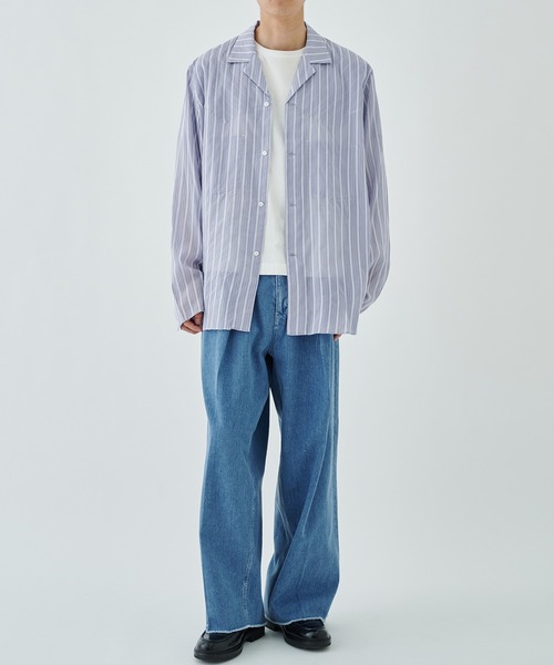 saby（サバイ）の「【saby/サバイ】STUDIOUS別注 STRIPE SHIRT（シャツ/ブラウス・メンズ・オフホワイト/サックスブルー・2/3）」の19枚目の写真