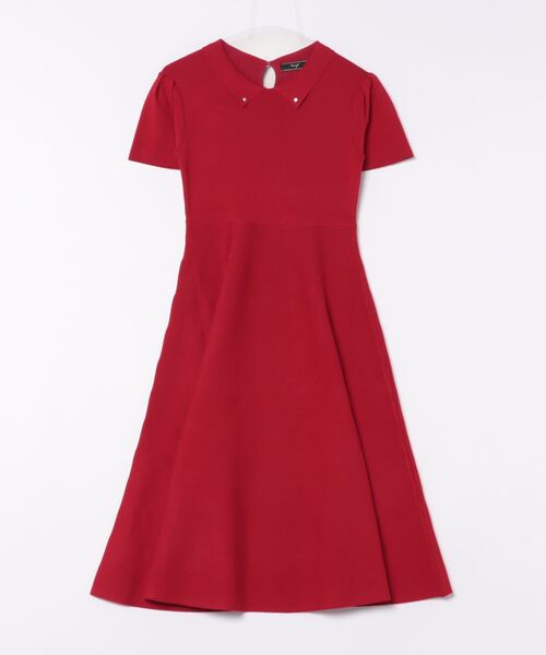 SWINGLE（スウィングル）の「シャツカラーエレガンスニットワンピース（ワンピース・レディース・ブラック/ライトベージュ/レッド・FREE）」の14枚目の写真