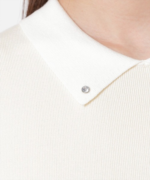 SWINGLE（スウィングル）の「シャツカラーエレガンスニットワンピース（ワンピース・レディース・ブラック/ライトベージュ/レッド・FREE）」の11枚目の写真