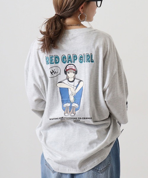 Red Cap Girl(レッドキャプガール)の「REDCAPGIRL 天竺 バックプリント ルーズシルエット半袖Tシャツ(Tシャツ/カットソー・メンズ・ホワイト/ブラック/アッシュグレー/ブルー・L/M)」の3枚目の写真