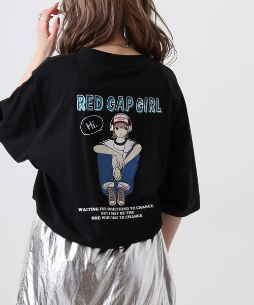 Red Cap Girl(レッドキャプガール)の「REDCAPGIRL 天竺 バックプリント ルーズシルエット半袖Tシャツ(Tシャツ/カットソー・メンズ・ホワイト/ブラック/アッシュグレー/ブルー・L/M)」の2枚目の写真
