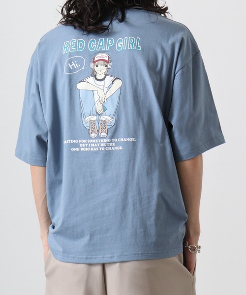 Red Cap Girl(レッドキャプガール)の「REDCAPGIRL 天竺 バックプリント ルーズシルエット半袖Tシャツ(Tシャツ/カットソー・メンズ・ホワイト/ブラック/アッシュグレー/ブルー・L/M)」の7枚目の写真
