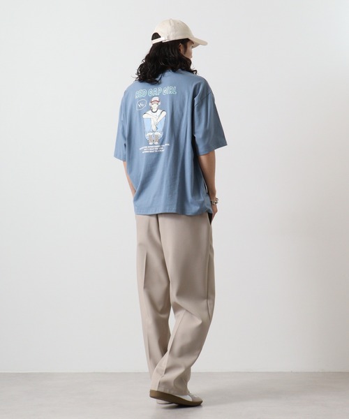 Red Cap Girl(レッドキャプガール)の「REDCAPGIRL 天竺 バックプリント ルーズシルエット半袖Tシャツ(Tシャツ/カットソー・メンズ・ホワイト/ブラック/アッシュグレー/ブルー・L/M)」の9枚目の写真