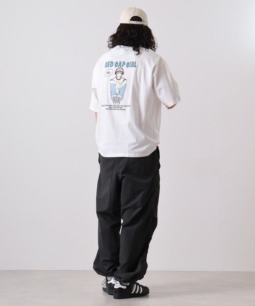 Red Cap Girl(レッドキャプガール)の「REDCAPGIRL 天竺 バックプリント ルーズシルエット半袖Tシャツ(Tシャツ/カットソー・メンズ・ホワイト/ブラック/アッシュグレー/ブルー・L/M)」の19枚目の写真