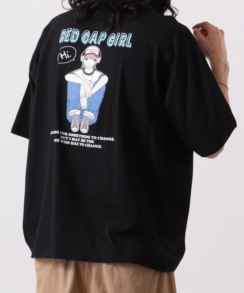 Red Cap Girl(レッドキャプガール)の「REDCAPGIRL 天竺 バックプリント ルーズシルエット半袖Tシャツ(Tシャツ/カットソー・メンズ・ホワイト/ブラック/アッシュグレー/ブルー・L/M)」の21枚目の写真