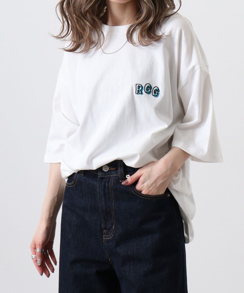 【ルーズシルエット】D&G ロゴプリント コットン Tシャツ セール】REDCAPGIRL 天竺 バックプリント ルーズシルエット半袖T